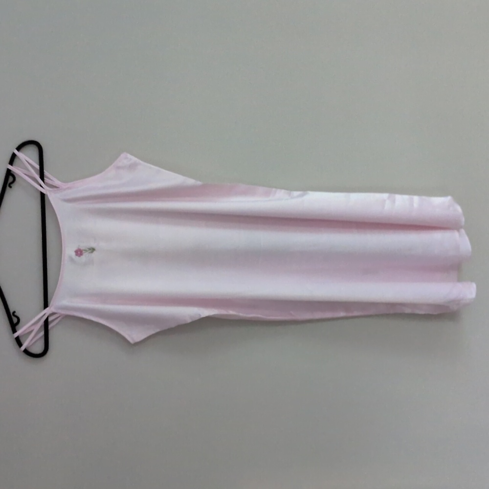 Pink Satin Slip Dress with Floral Embroidery M - L - Picture 2 of 9